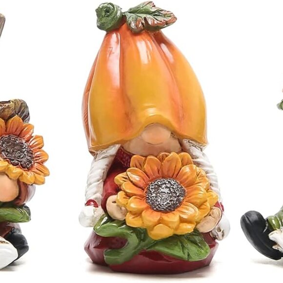 3pcs Fall Thanksgiving Pumpkin Gnomes Decorations Handmade Swedish Tomte Elf for - Picture 1 of 7